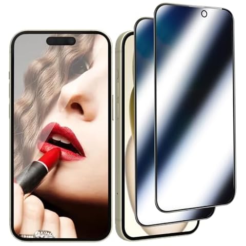 Ivachell 2 Pack compatible with iPhone 15 Privacy Screen Protector Mirrored Tempered Glass Film Anti-Spy Perfect Mirror Effect Touch Sensitive with Easy Installation Alignment Frame 6.1 inch - Silver Cover