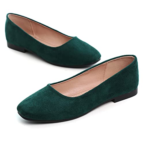 Image of ChaiRong Zhou Women Square Toe Ballets Flats Comfort Slip On Walking Shoes for Driving