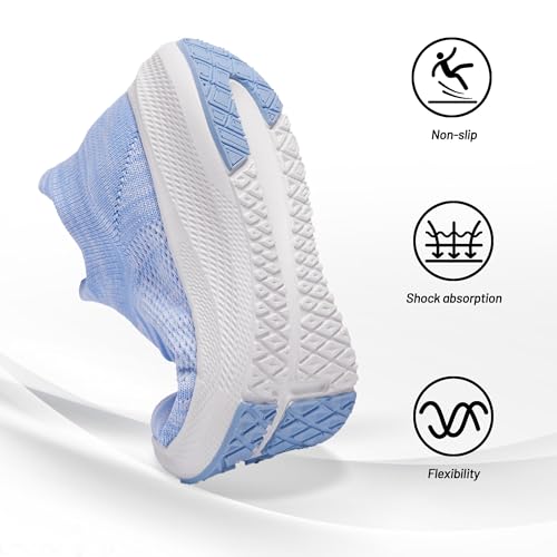 SHULOOK Tênis de corrida feminino, sem cadarço, confortável, leve, respirável, malha antiderrapante,