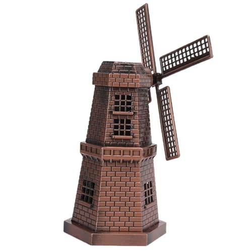 Agatige Netherlandish Windmills Statue, Metal Dutch Windmill Model Yard Decorations Classic Old-Fashioned Windmill Indoor Outdoor Decoration,13x7.5cm
