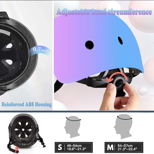 Image of FOOKCIAN Kids Helmet,Toddler Skateboard Helmets for Ages 2-3-5-8-14 Years Boys Girls with Knee and Elbow Pads Wrist Guards fit Roller Skates,Skateboarding,Skating Scooter Adjustable Kids Helmet