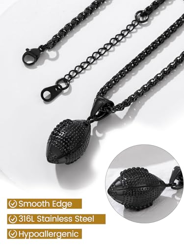 GOLDCHIC JEWELRY Sport Necklaces for Men Teen, Football Baseball Soccer Basketball Softball Necklaces with Stainless Steel Chain Athlete Jewelry Sports Fan Gift4