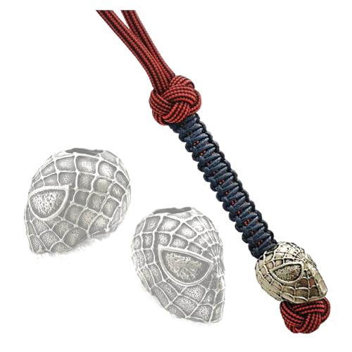 Perle de couteau Spiderman et lanière paracorde artisanale haut de gamme