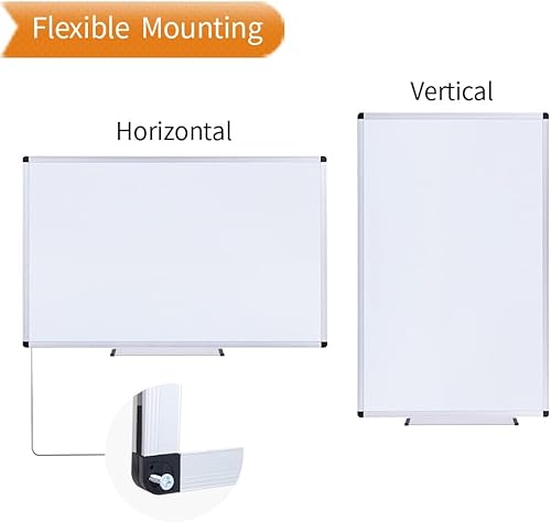 Miniatura 8 de VIZ-PRO Pizarra blanca grande de borrado en secopizarra blanca plegable magnética, 48 x 48 pulgadas, marco de aluminio plateado