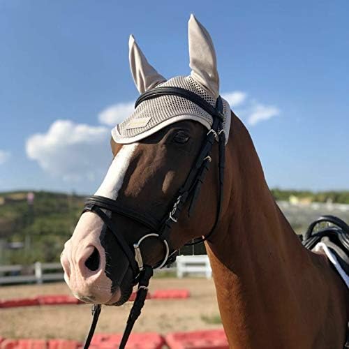 TGW RIDING Horse Ear Bonnet/Net/Hat/Horse Fly Hood/Mask Horse Fly Veil Horse Fly Bonnet (Full, Gray)
