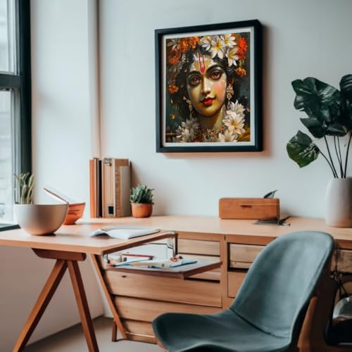 Image of Whattacraft! DIY Acrylic Paint By Number Kit For Adults Kids Beginner Number Painting Kit DIY Canvas Painting By Number Wall Decoration DIY Painting Kit For Adults | Krishna Murari, Multicolor