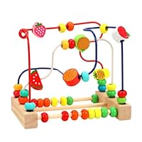Toddler Bead Maze Toy - Wooden Loop Puzzle, Colourful Wire Circle | Motor Skills Development Maze, Preschool Learning Activity Centre, Fine Coordination Enhancer, Small Educational Tabletop Brain