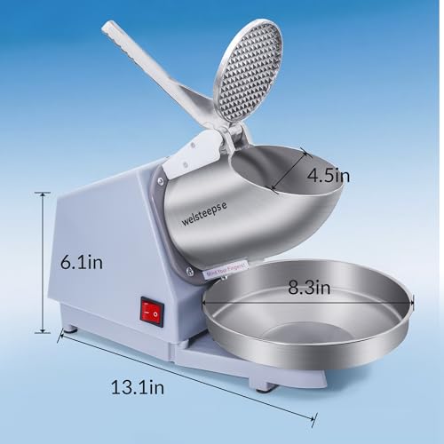 Image of Shaved Ice Machine, Electric Ice Shaver Machine with Stainless Steel Blades, Powerful Snow Cone Machine for Home Kitchen, High Speed Shave Ice Machines for Slushies, Margaritas, Smoothies
