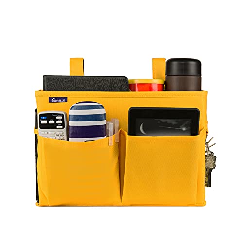Image of Surblue Bedside Caddy Storage Hanging Organizer for Bunk and Hospital Dorm Rooms Beds Rails Yellow