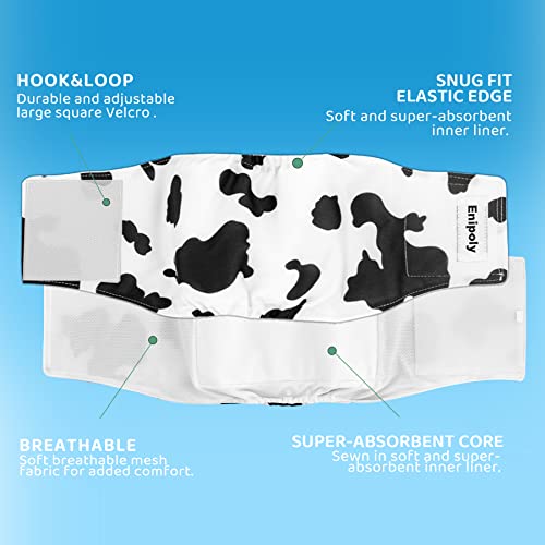 Enipoly Male Dog Diapers (4 Packs) Washable Belly Bands For Dogs, Reusable Puppies Wraps Absorbent Pet Nappies, Xs, Dinosaurs | Cow | Anchors | Whales #TOP3