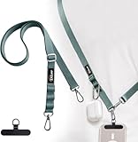 [ZXZone] スマホショルダー 斜めがけ首掛け肩掛け 携帯ストラップスマホス長い 160cm 幅 2cm 長さ調節可能 ネックストラップ1本+タグパッチ1枚入り ストラップ ショルダーストラップ ロング ネック スマホ用 パスケース 肩掛け 首かけ ブランド 紛失・落下・盗難防止 便利 (スモッグブルー160CM)