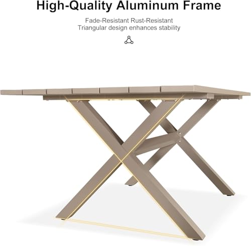 Image of PURPLE LEAF 16 Pieces Patio Dining Set with Aluminium Outdoor Dining Table and Wicker Chairs Modern Furniture Cushions Sets for Backyard Decor Indoor Kitchen Champagne