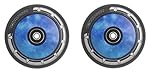 vormontiert mit ABEC 11 Lager Team Dogz Kickboard Hohl Kern (UFO) 110mm Leichtmetallrad/Reifen Galaxy Rot, Lila Oder Blau Kern mit Schwarz pu. einzeln Reifen Oder Einem Paar - Galaxy Blaues Paar (2)