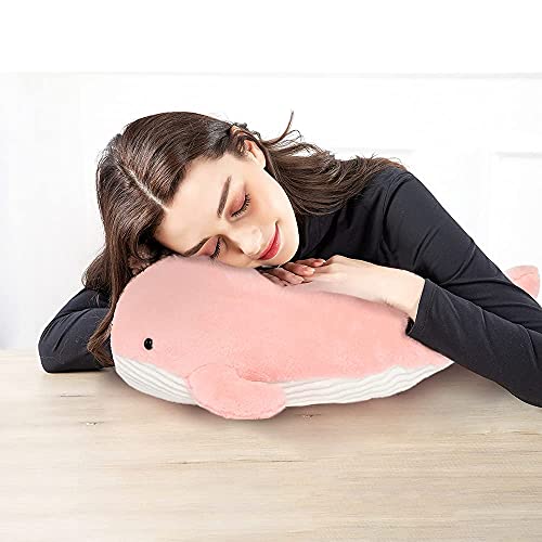 Image of Tezituor 24 Inch Narwhal Stuffed Animal, Hugging Soft Ocean Narwhal Pillow Gift for Girls Kids, Cute Pink Large Stuffed Whale Plush Toy Christmas Deaor Gift