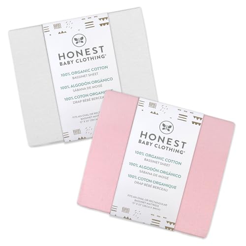Image of HonestBaby 2-Pack Organic Cotton Fitted Bassinet Sheet, Pink, One Size