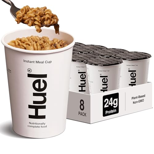 Huel Hot and Savory Cups | Chick'n & Mushroom Pasta | 25g Protein Plant Based Instant Meal | 27 Vitamins and Minerals | 100% Nutritionally Complete | 8 Cups