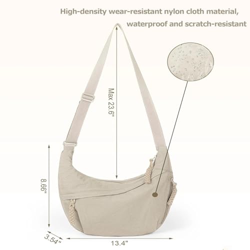 Quantifyn Crossbody Bag, Women's Fashion Plain Color Nylon Crossbody Bag, Divider Inside, Adjustable Shoulder Straps2