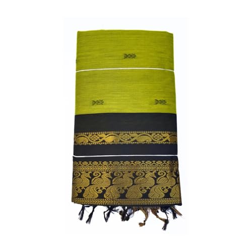 Image of Pure Kalyani Cotton Saree | Zari Border & Blouse Piece - Lata Gadwal Design | Traditional Saree