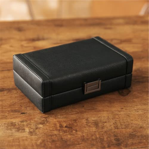CASE ELEGANCE Maxwell 8-Cigar Travel Protective Hard Case, Black Vegan Leather, Spanish Cedar Lined, 180 Degree Opening, Gunmetal Hardware, Holds Large Cigars - Thumbnail 6