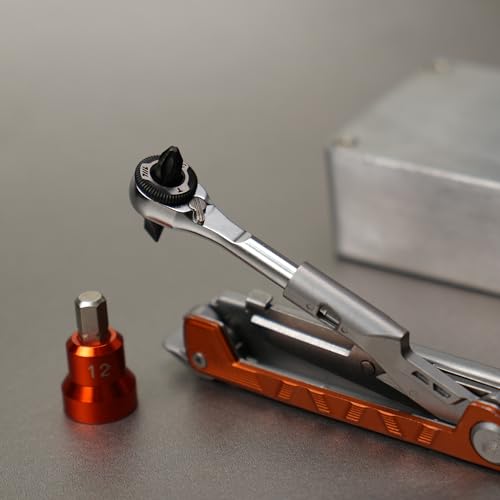 Image of 711L 1 /4 inch EDC Ratchet Wrench MK2 (Hex End w /Geared Thumb Wheel) - Accessory for Multitools with 1 /4 inch Hex Bit Adapters and Screwdriver Handles #7WE2A