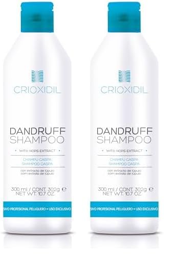 CRIOXIDIL - Champú Anticaspa - Dandruff Shampoo - 300 ml - Limpieza Suave - Tratamiento para el Cuero Cabelludo con Caspa - Rehidrata y Calma el Cuero Cabelludo (Paquete de 2)
