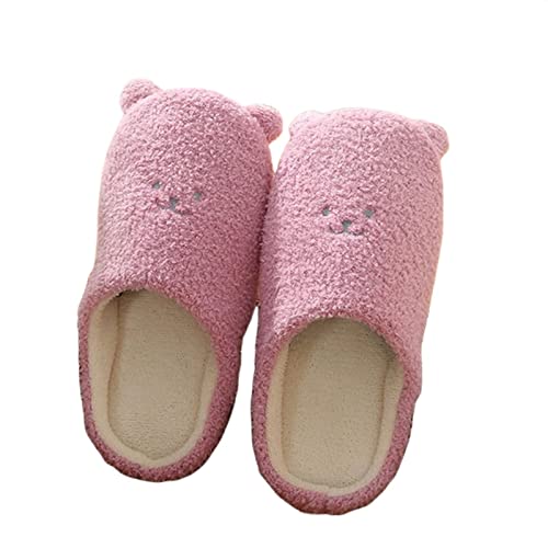 Chausson hiver femmes en peluche violette : pantoufles de maison chaudes