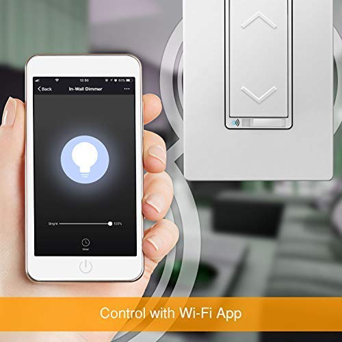 TOPGREENER Smart Wi-Fi Dimmer Switch, Neutral Wire Required, Single Pole, Work with Alexa and Google Assistant, UL Listed, TGWF500D, White, 4 Pack
