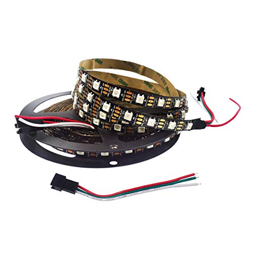 Led World 16.4ft 5M WS2812B WS2811 Built-in 5050 RGB Digital Dream color LED Strip Individual Addressable 300LED 60LED/M Non Waterproof 5V,Black PCB