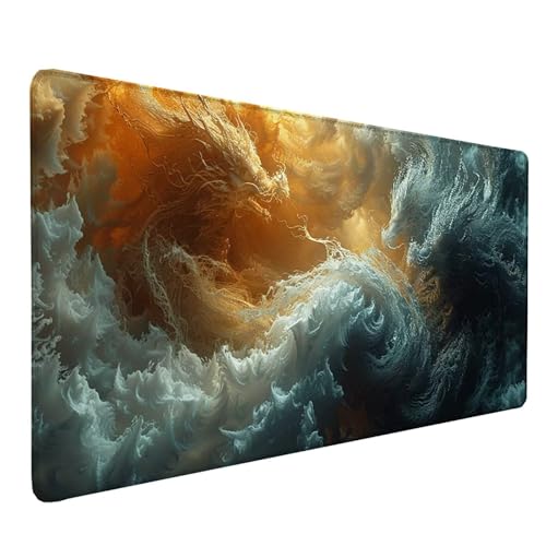 Tapis de souris XXL blanc motif dragon une idée cadeau femme esthétique pour bureau PC