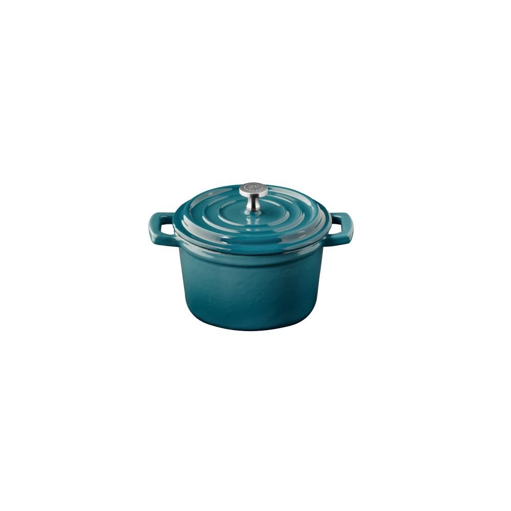 APS 88332 Mini olla con tapa 5 STARS - Hierro fundido esmaltado, 0,35 litros, turquesa, apta para inducción