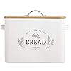 Baie Maison Extra Large White Farmhouse Bread Box for Kitchen Countertop - Breadbox Holder Fits 2+ Loaves - Bread Storage Container Bin - Rustic Bread Keeper Vintage Metal Kitchen Decor for Counter