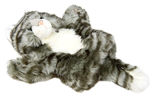 Lashuma Stofftier Katze Plüsch Handpuppe, Weiche Kuscheltier Kasperpuppe 25 cm, Handspielpuppen Kuschelkätzchen Grau – Bild 4