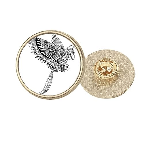 Broche ronde en métal doré art déco oiseau : le cadeau idéal pour femme