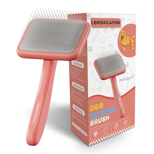 Dog Brushes for Poodle,Doodle,Goldendoodle,Labradoodle Coats Best Slicker Brush for Dogs Thick Long Curly Hair Shedding,Detangles,Fluffy Grooming Soft Long Pin Slicker Brush Dematting(Large)