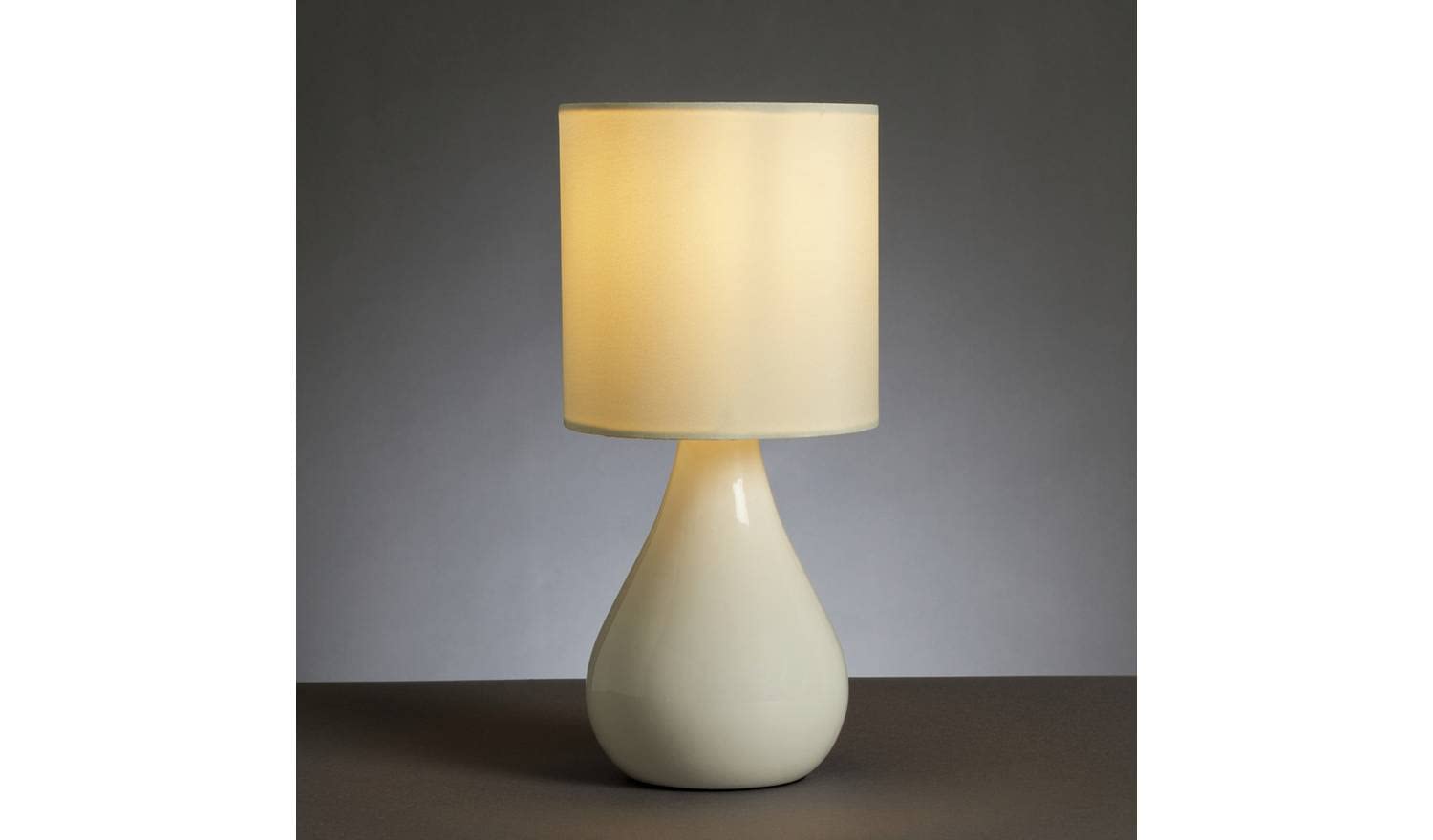 TOK MARK TRADERS Elegant Ceramic Table Desk Lamp Teardrop Design Home Decor Lightning Woven Cylindrical Shade (Cream)