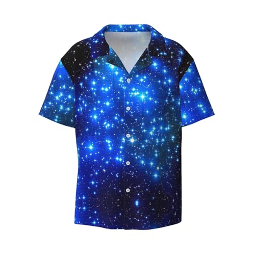 Chemise boutonnée élégante homme au motif étoiles bleues brillantes