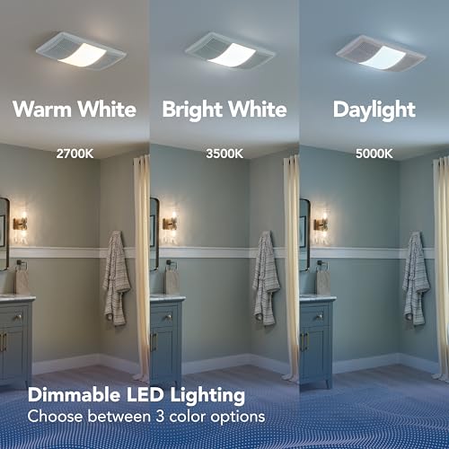 Image of Broan-NuTone BHFLED110 PowerHeat Bathroom Exhaust Fan, Heater, and LED Light Combination, 110 CFM