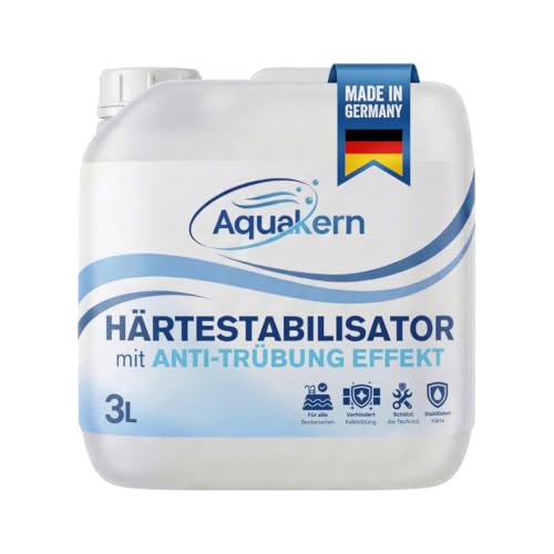 Aquakern Härtestabilisator Pool 3L [entfernt Kalkablagerungen] mit Anti-TRÜBUNG-Effekt | Schützt die Pooltechnik | bindet Calcium & Metallionen im Wasser | Kalkentferner Pool | Made in Germany