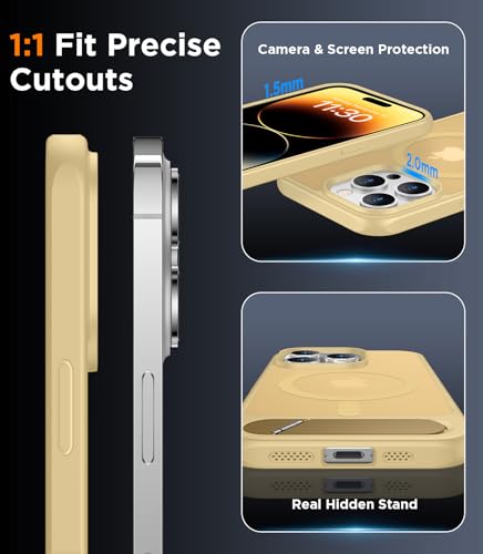 Image of Magnetic Compatible with iPhone 14 Pro Max Case, [Built-in Invisible Kickstand][Compatible with MagSafe] [Military Grade Shockproof] Slim Translucent Matte Phone Case for iPhone 14 Pro Max 6.7 inch