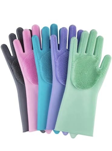 Image of Dishwashing Gloves, Kitchen Cleaning Gloves, Hand Gloves for Washing Utensils, Plates, Cups and Sink, Household Cleaning Gloves for Women, Dishwashing, Kitchen and Cleaning (Multicolour, 1 Pair)