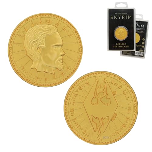 FaNaTtik The Elder Scrolls Collectors Replica Septim Coin Special Misty Gold Edition Individually Numbered Piece Official Skyrim Merchandise (38mm)