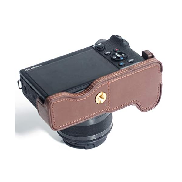 NO1ACCESSORY PU-Leder-Kameratasche Hälfte Cover Tasche Gehäuse Kompatibel mit Canon EOS M6 Mark II Dunkelbraun – Bild 4