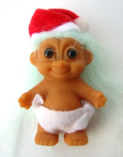 Mini muñeco Troll Navidad 2.75" con pañal miniatura 1