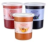 3 Flavors Popping Boba Pearls Bursting Tea Balls Drink & Dessert Topping Strawberry, Blueberry, Peach Flavored Bubble Tea Pearls (Blueberry, Strawberry, Peach, 2 LB, Pack of 3)