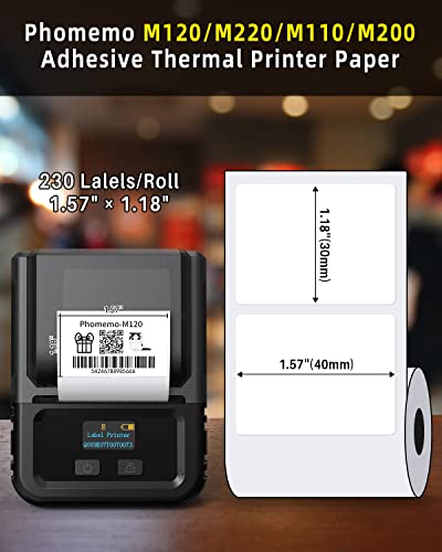 Phomemo Thermal Sticker Label Paper for M110 M220 M150 M250 Label Maker, Back to School Supplies, Strong Self-Adhesive Sticker, 1.57'' x 1.18'' (40mm x 30mm), 230Pcs/Roll, 3 Rolls image 2
