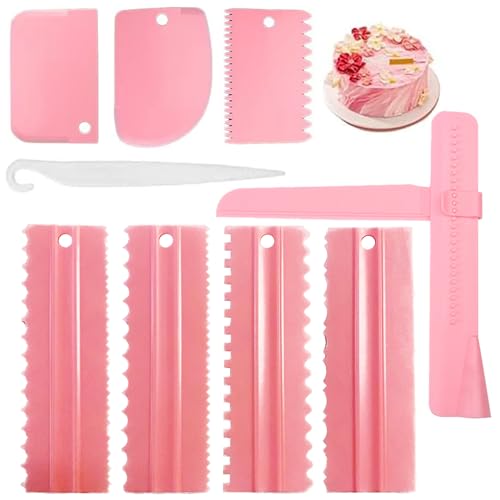 Lot de 9 grattoirs à gâteau, ensemble de grattoirs à gâteau, outil de polissage, grattoir à glaçage, peigne de décoration de gâteau, glaçage en plastique en dents de scie pour glaçage de cuisine