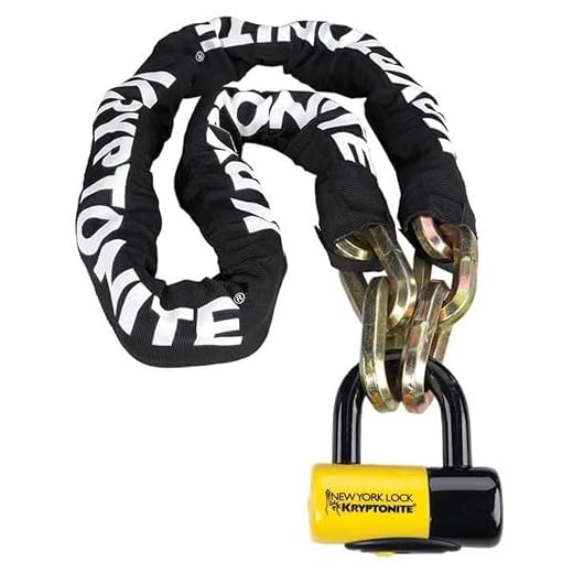 Kryptonite Unisex-Erwachsene New York Fahgettaboudit Chain 1415 (14Mm X 150Cm) with Ny Disc 15Mm Shackle Locks, Black/Yellow, (1410) 14mm x 60"