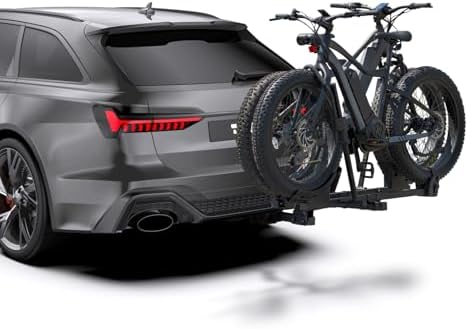 TANX Bike Racks for Ebikes,Fat Tire Bike Rack for Tow Hitch 2-Bike 200 lbs Capacity, Smart Tilting Platform for Standard E-Bikes, Fits 2-Inch Receiver
