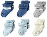Gerber Baby Boys' 6-Pair Sock, Blue/Stripes, 0-3 Months