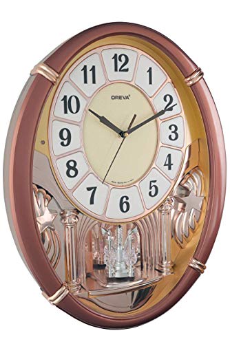 Image of Oreva Plastic Rotating and Musical Pendulum Wall Clock (35.0 cm x 9.2 cm x 44.5 cm, AQ-2207) (Copper)